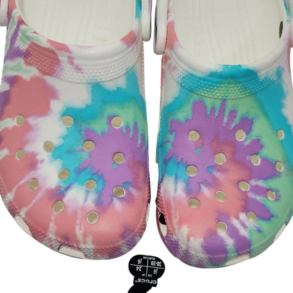 Crocs Clogs Jr Big Kid J6 Classic Tie Dye Multi Color Child 205451 Women 8 Men 6